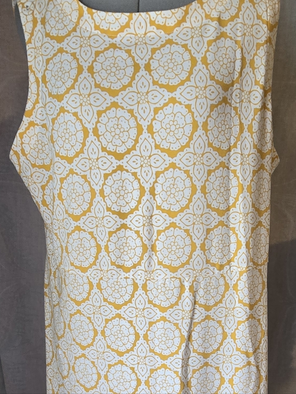 Yellow and White Patterned Sleeveless Tank Dress